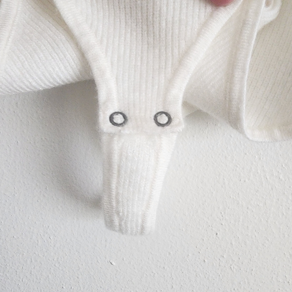 Abercrombie & Fitch Ribbed V-Neck Sweater Balloon Sleeve Bodysuit Small White - Picture 4 of 12